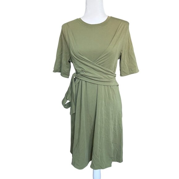 Lululemon Cotton Wrap Front T-Shirt Dress size 8  Green - Picture 5 of 5